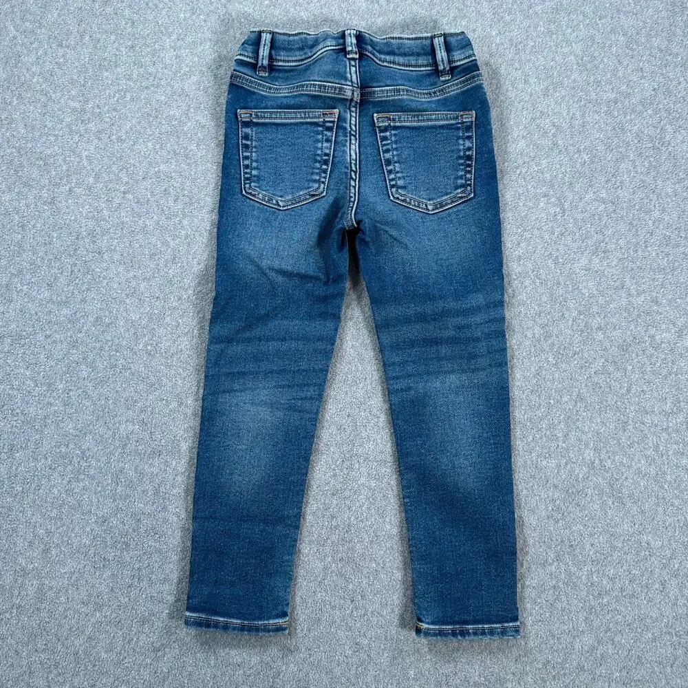 Crewcuts J.Crew Girls Jeans Size 5 Blue Denim Distressed Adjustable Waist BV665